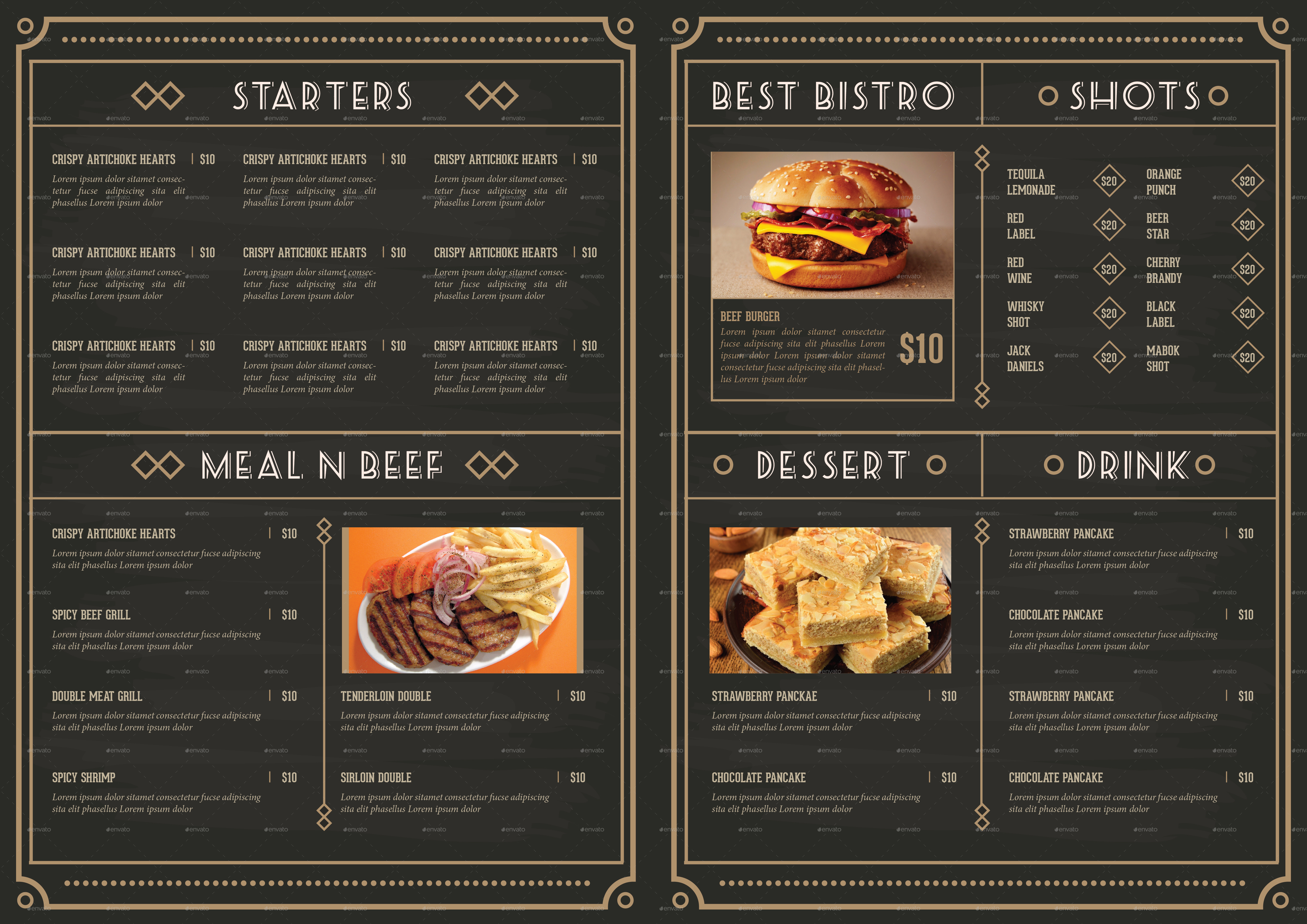 Elegant Bifold Restaurant Menu, Print Templates GraphicRiver